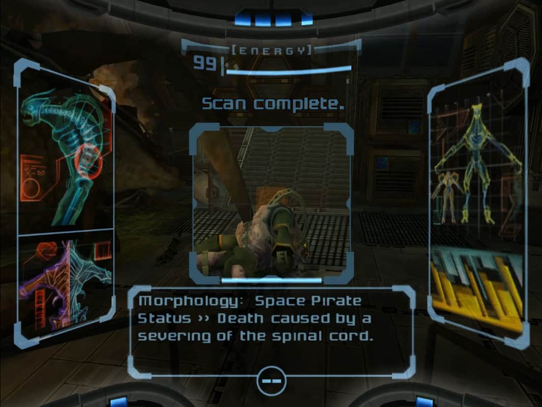 Hm, di certo non una bella morte... http://static3.wikia.nocookie.net/__cb20120629210521/metroid/images/0/00/Space_pirate_scan_images_dolphin_HD.jpg