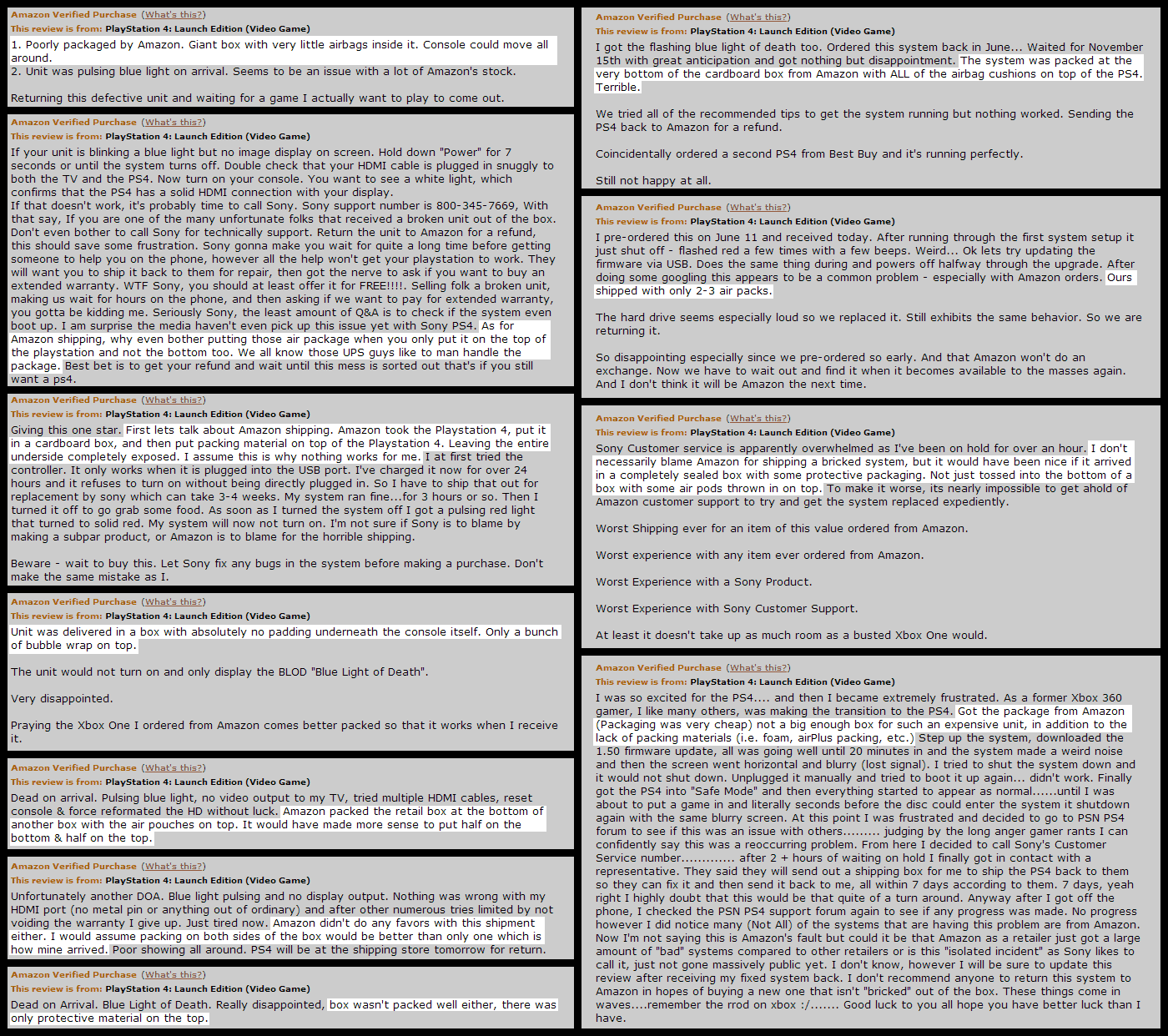 Amazon PS4 reviews
