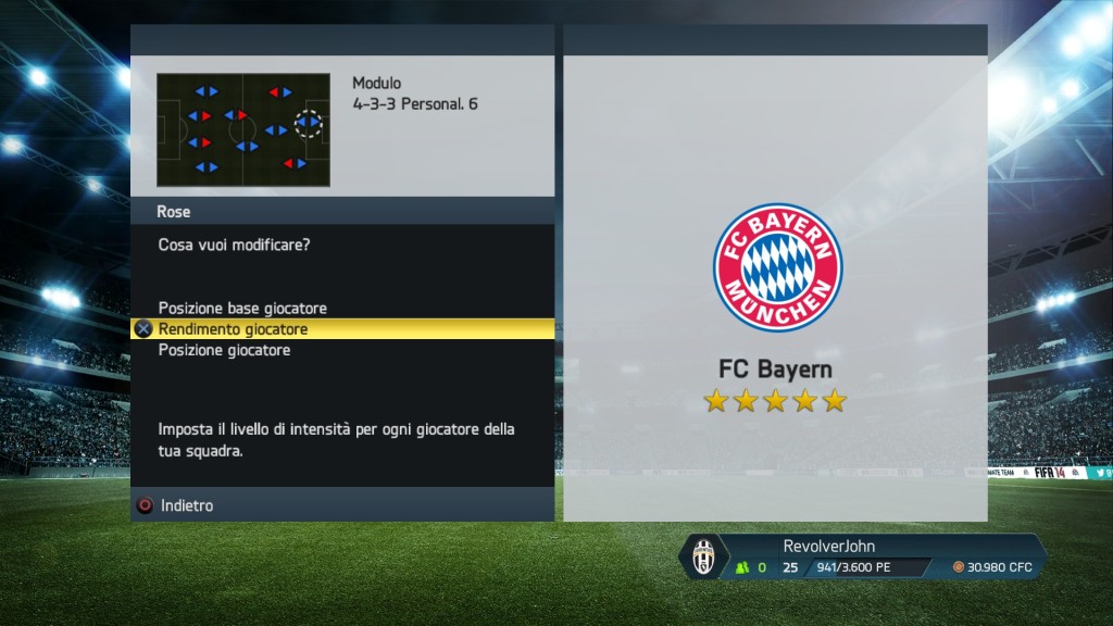 Movimenti giocatori Bayern Monaco - FIFA 14