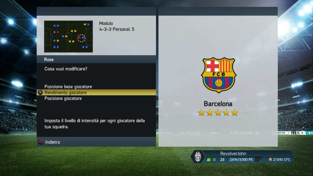 Intensità giocatori Barcellona - FIFA 14