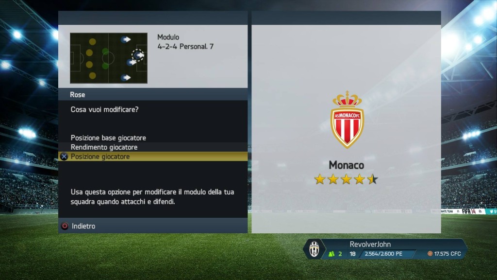 Movimenti giocatori AS Monaco - FIFA 14