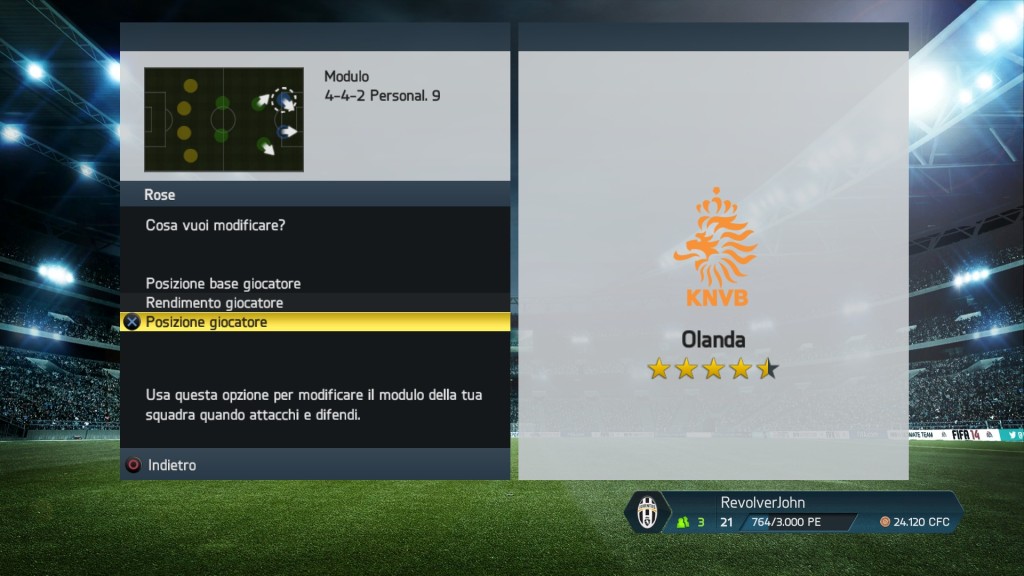 Movimenti giocatori Olanda - FIFA 14