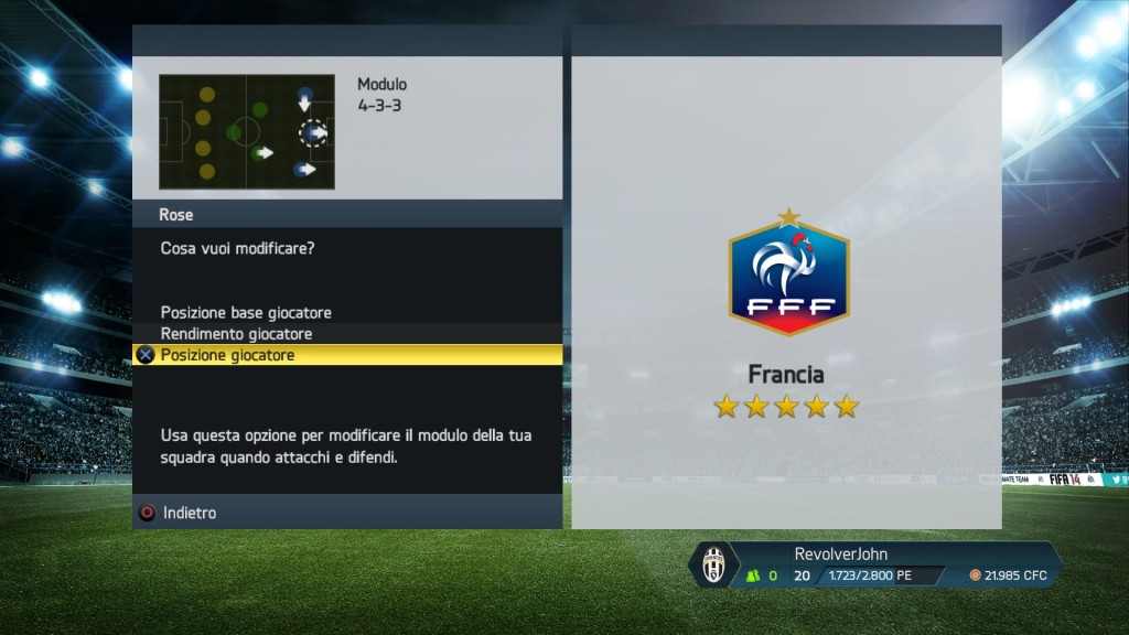 Movimenti giocatori Francia - FIFA 14