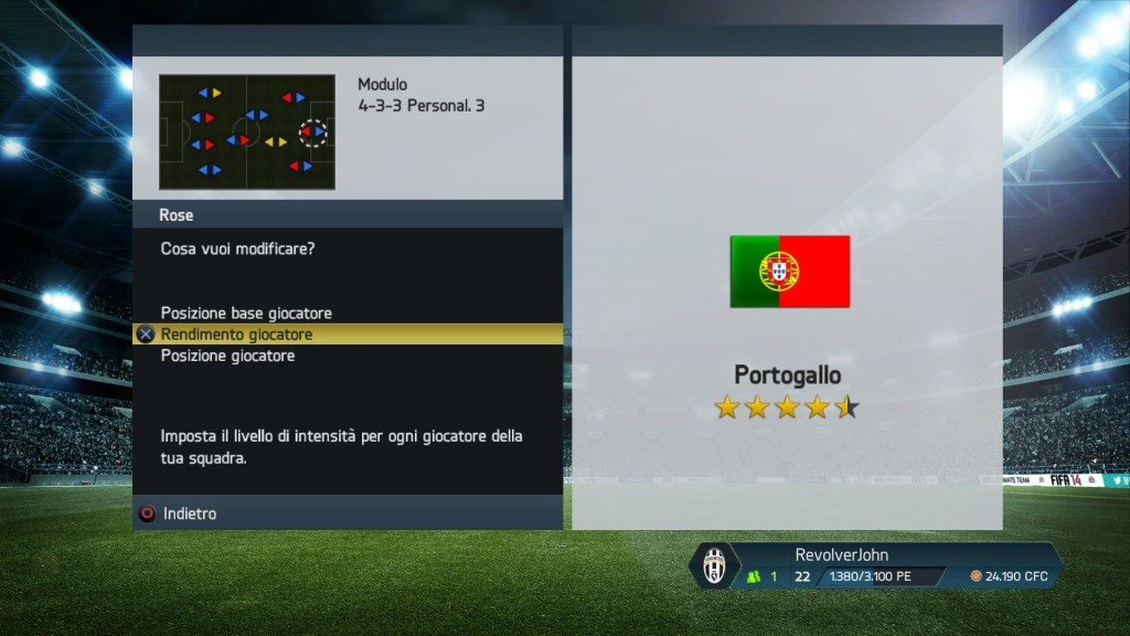 Movimenti giocatori Portogallo - FIFA 14