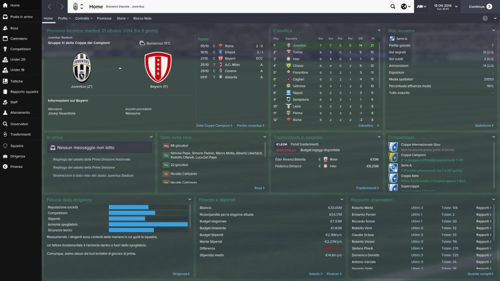 Football Manager 2015 nuova interfaccia