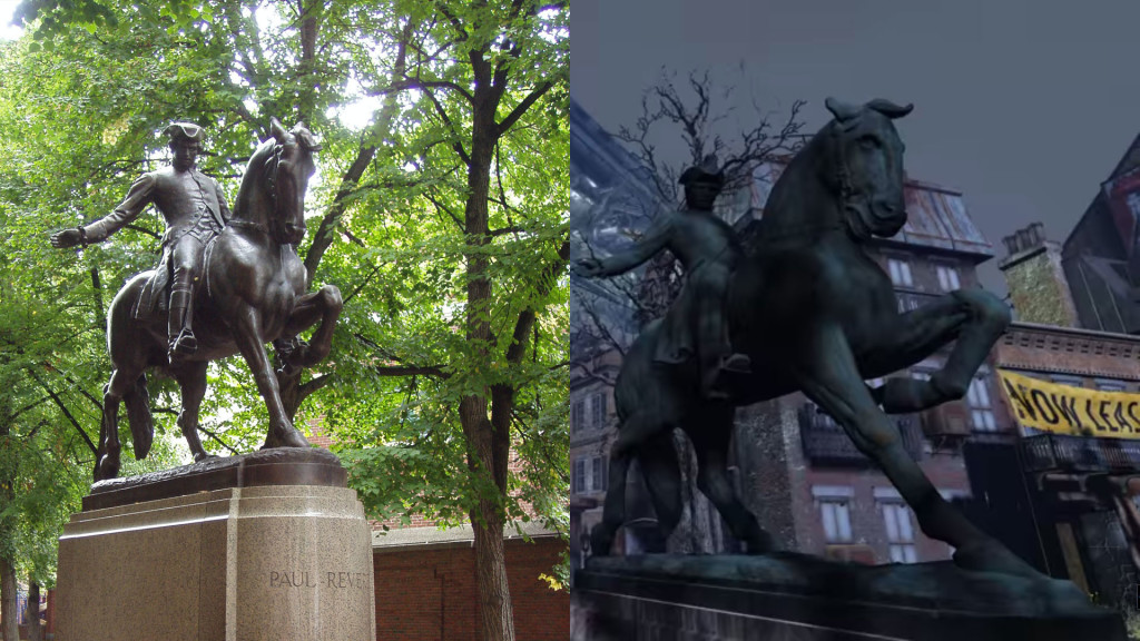 Fallout 4 Boston - statua Paul Revere