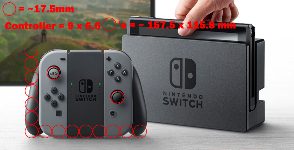 Nintendo Switch dimensioni del controller